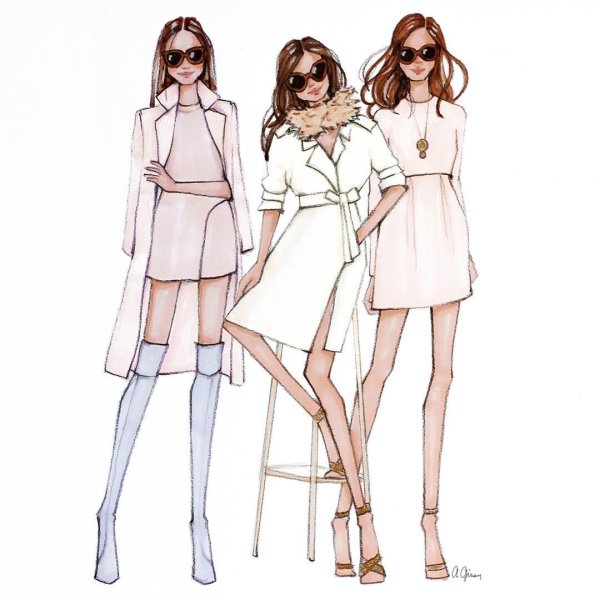 Эскиз девушки в платье