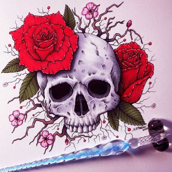 Череп рисунок цветной