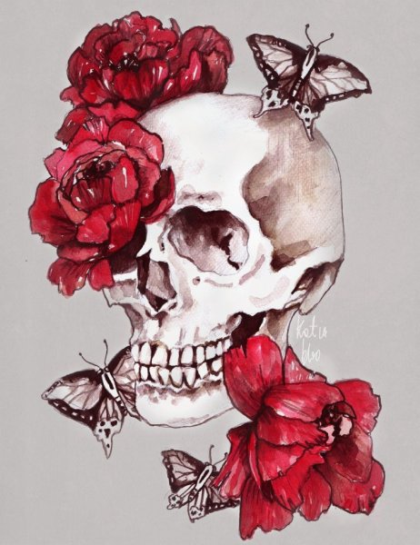 Череп с цветами