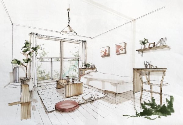 Акварельные эскизы интерьеров