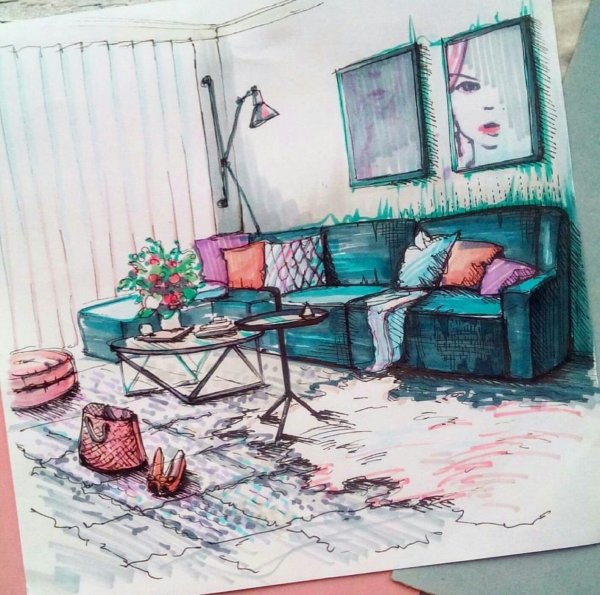 Интерьер эскиз графический