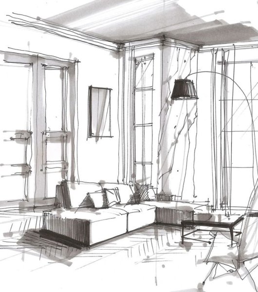 Интерьер комнаты для срисовки