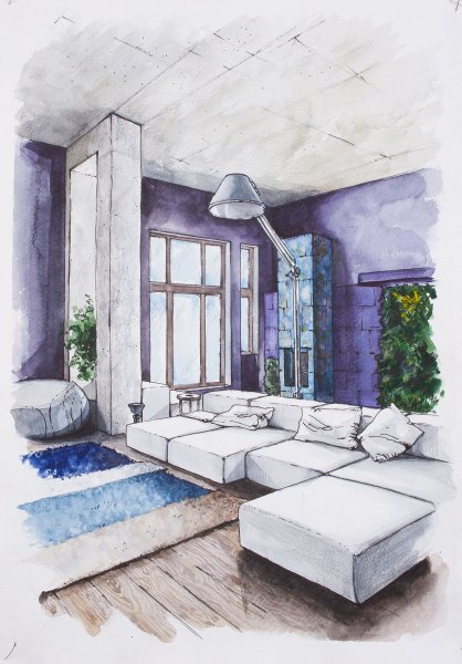 Комната карандашом