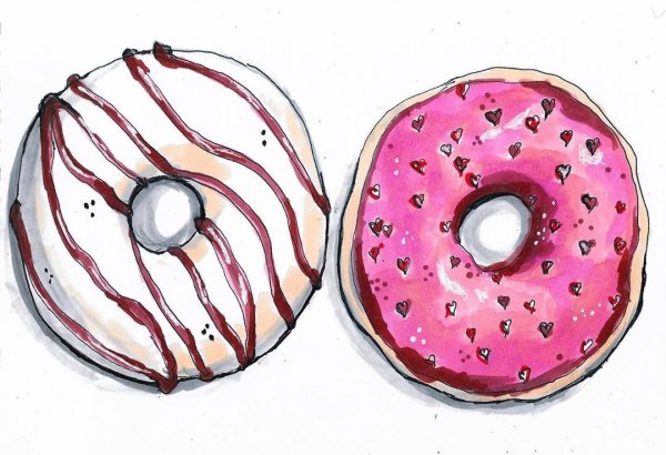 Скетчинг маркерами пончик