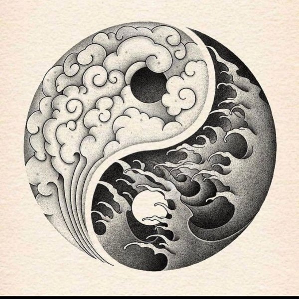 Инь Янь волки тату