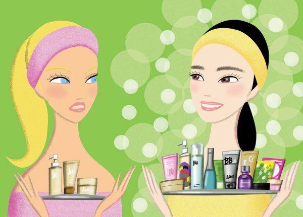 Мультяшная девушка с косметикой