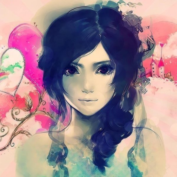 Мультяшная девушка шатенка