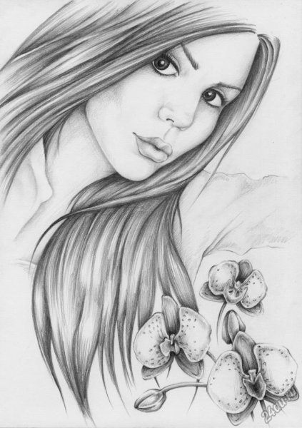 Рисунок девушки карандашом