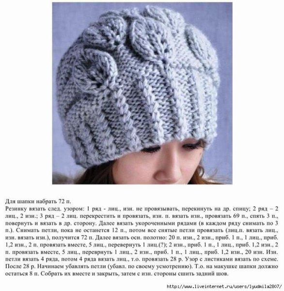Снуд с шапкой спицами схемы вязания
