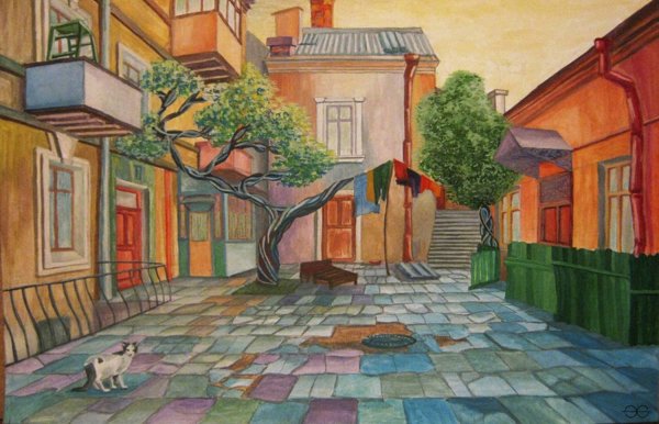 Иллюстрация городской двор