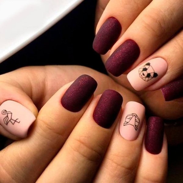 Френч на ногтях квадратной формы