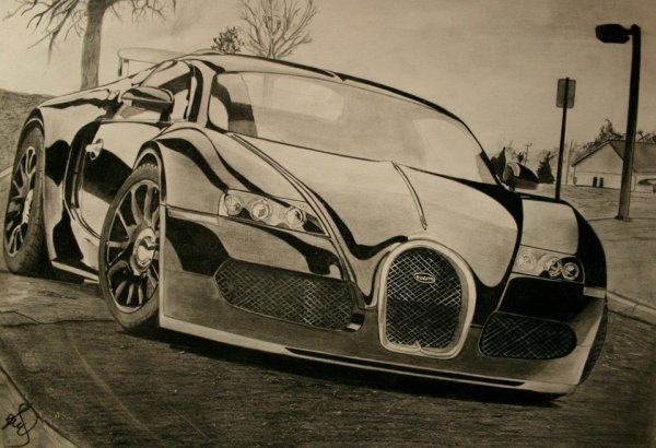 Бугатти Вейрон карандашом