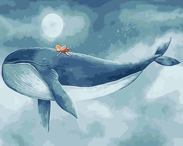 Киты акварелью мультяшные