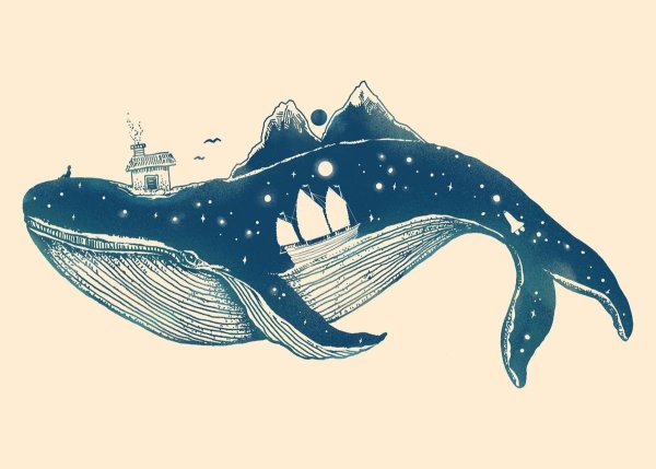 Кит акварелью