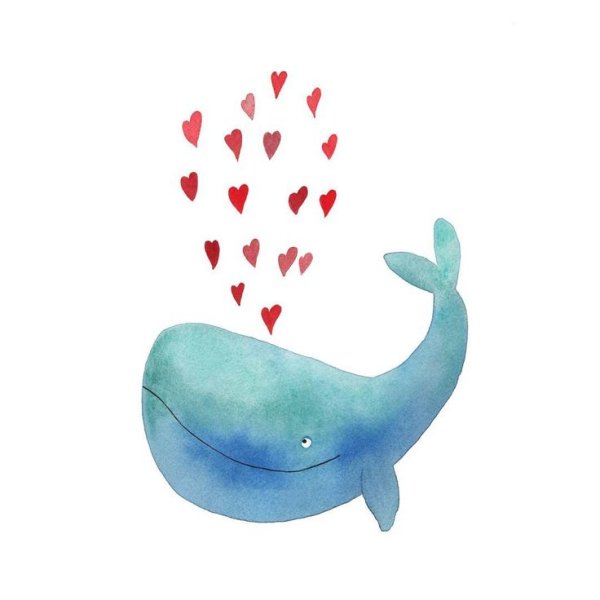 Кит акварельными карандашами