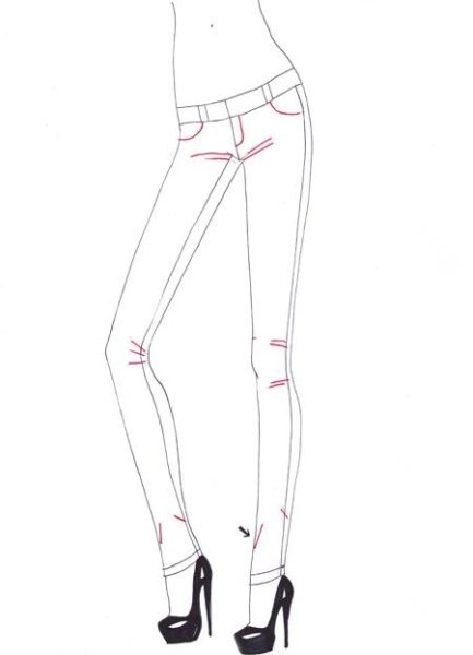 Джинсы рисунок карандашом женские