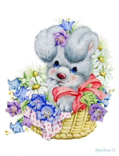 Заяц с цветами