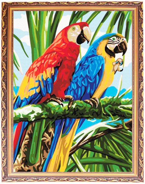 Алмазная мозаика попугаи в джунглях