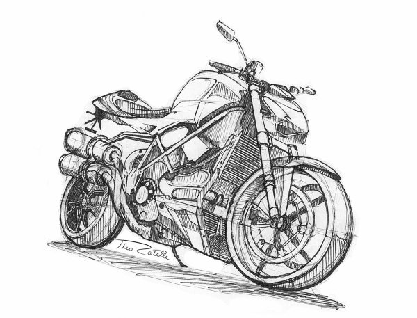 Ретро мотоцикл акварель