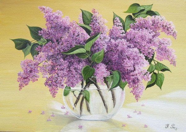 Сирень букет рисование