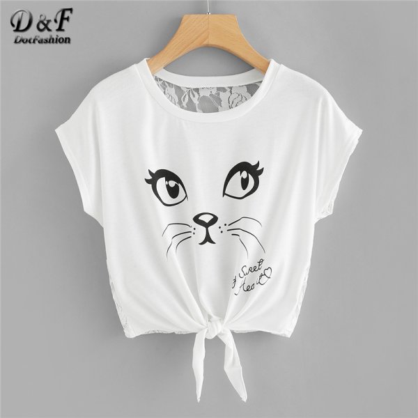 Футболка с принтом кошки