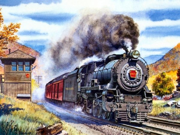 Алмазная мозаика поезда паровозы