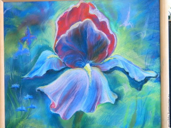 Цветы масляными мелками