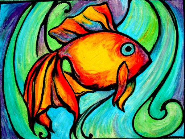 Пейзаж масляной пастелью