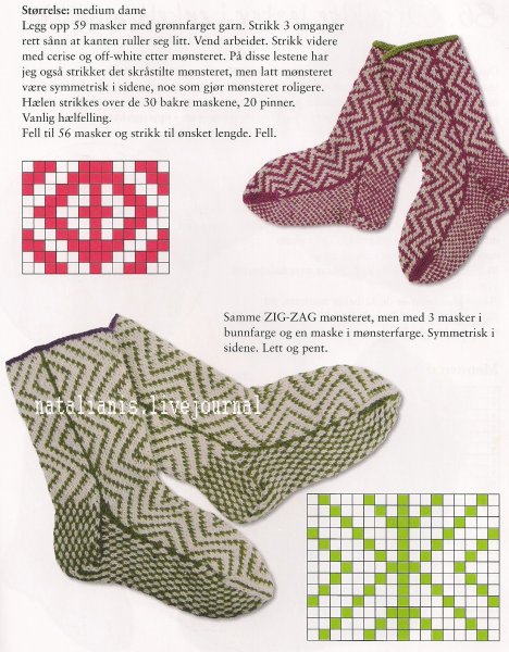 Носки ленивый жаккард спицами