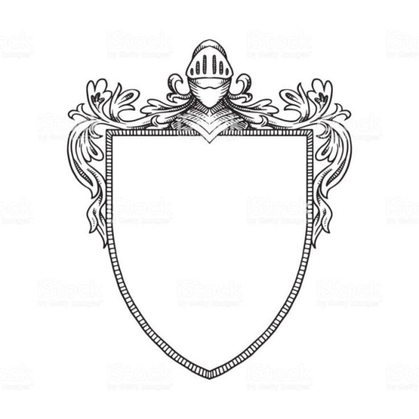 Геральдический щит с шлемом рыцаря