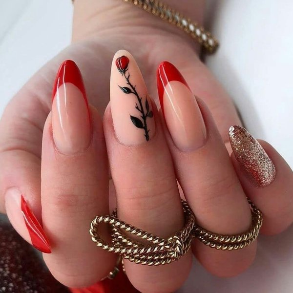 Маникюр на острые ногти молодежные