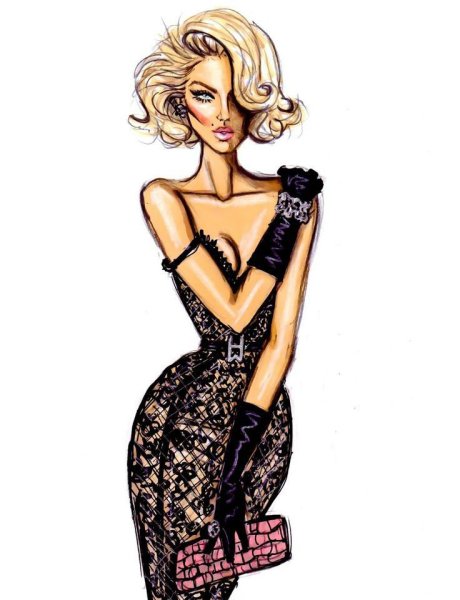 Платье цветными карандашами