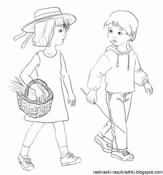 Мальчик и девочка раскраска для детей
