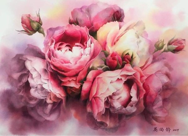 Акварельные пионы