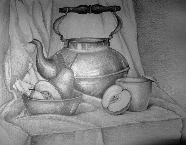 Красивый натюрморт карандашом