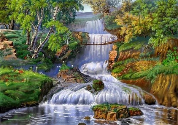 Картина "водопад" 40х77 см