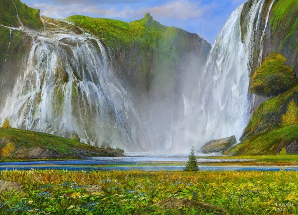 Пейзаж водопад