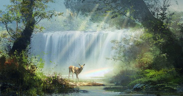 Водопад и животные