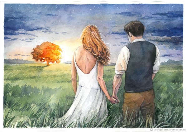 Природа акварель любовь