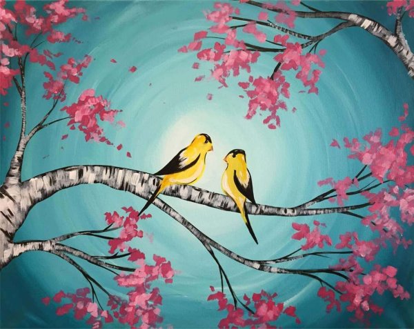 Японский пейзаж акрилом