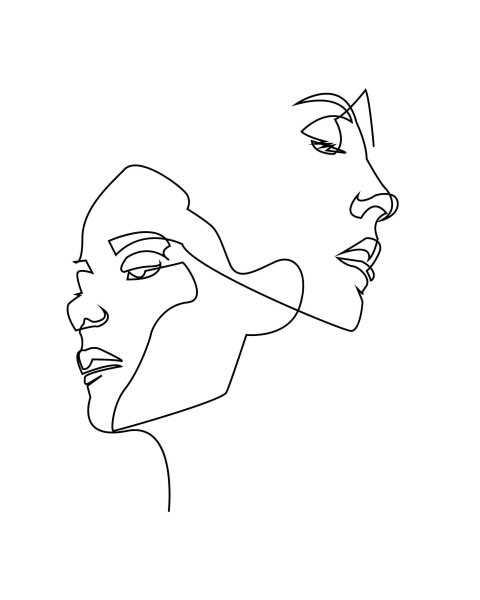 Лицо одной линией