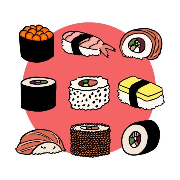 Роллы в мультяшном стиле