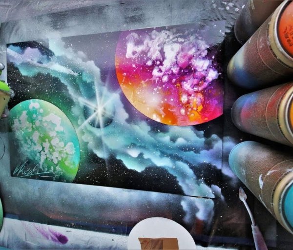 Спрей арт рисование баллончиками