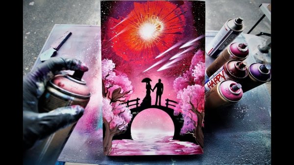 Рисование баллончиками на бумаге