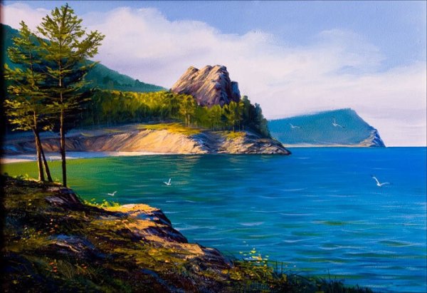 Озеро Байкал живопись