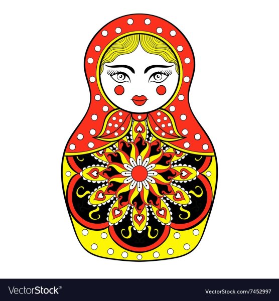 Матрёшка раскраска цветная