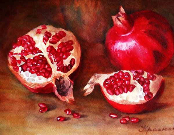 Картина натюрморт с гранатами