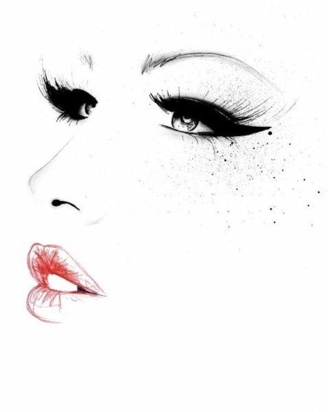 Нарисованная девушка с ресницами