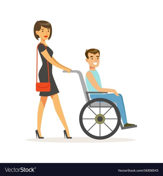 Инвалид в коляске вектор
