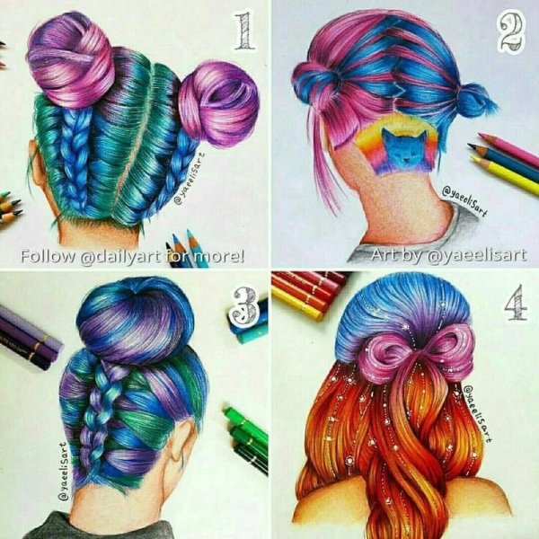 Прически рисунок цветной